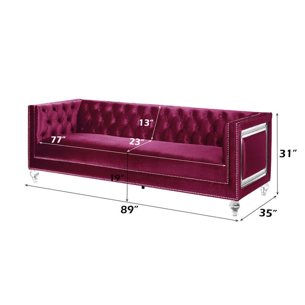 Heibero - Sofa - Burgundy Velvet - 31"