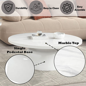 Zaid - Coffee Table - Engineering Marble & White High Gloss Finish