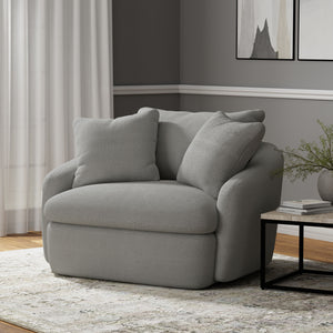 Boomer - Large Swivel Chair With 2 Toss Pillows (Set of 2) - Dove Gray
