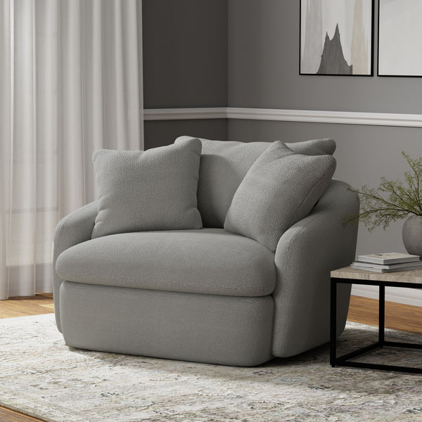 Boomer - Large Swivel Chair With 2 Toss Pillows (Set of 2) - Dove Gray