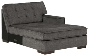This right-arm facing corner chaise is made with polyester velvet upholstery. Pairs with other items in the series to make a sectional.<br><br><b>Additional Dimensions</b><br><ul><li>Arm height: 25-"</li><li>Leg height: 1-"</li><li>Minimum width of doorwa