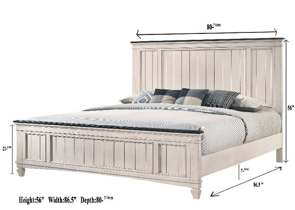  anchors the space with its traditional charm. An integrated footboard ben