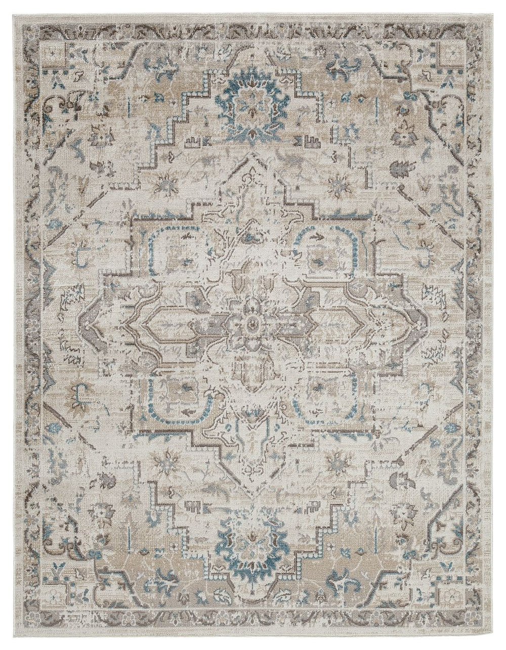 Make an impact with the muted hues of this rug. Mastering the art of modern aesthetics, an antiqued medallion design is a dynamic yet understated inclusion to your space. The best part? This rug is super easy to cleanâ€”simply drop it in the washing machi