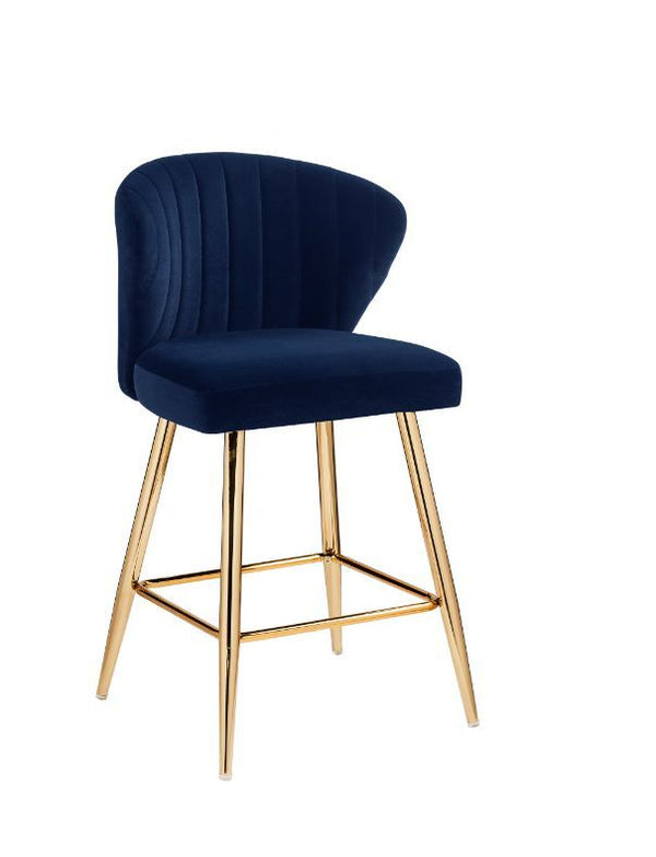 With elegant support and tempting textures, the Rizgek Counter Height Chair makes your dining party more perfect. Metal splayed legs showcases a clean-lined modern silhouette in a lustrous gold finish, with added footrest for optimal comfort. Upholstered 