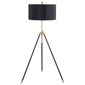 Elevate the ambiance of any living room or bedroom with this sleek and sophisticated floor lamp. Featuring a contemporary tripod base, this lamp boasts a clean and modern design, ideal for enhancing your space. The slim tripod legs are complemented by gol