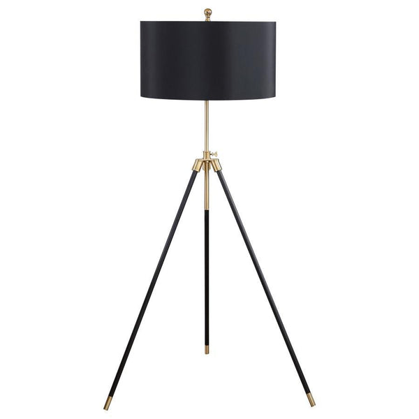 Elevate the ambiance of any living room or bedroom with this sleek and sophisticated floor lamp. Featuring a contemporary tripod base, this lamp boasts a clean and modern design, ideal for enhancing your space. The slim tripod legs are complemented by gol