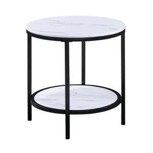 Elevate your living space with this sleek and sophisticated cocktail table set, designed to bring a touch of modern elegance to any home. The set features stunning faux marble tops that offer a luxurious aesthetic, perfectly complemented by the sturdy bla