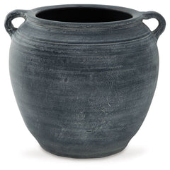 Understated in its beauty, this vase offers a traditional feel courtesy of its terra cotta construction. The antiqued look is brought into the present with a distressed blue hue. It-'s an effortless way to elevate a centerpiece, bookshelf or mantle. Add f