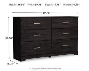 Belachime - Charcoal - Six Drawer Dresser