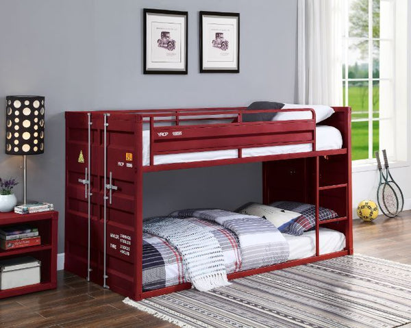 Cargo - Twin Over Twin Bunk Bed - Red Finish