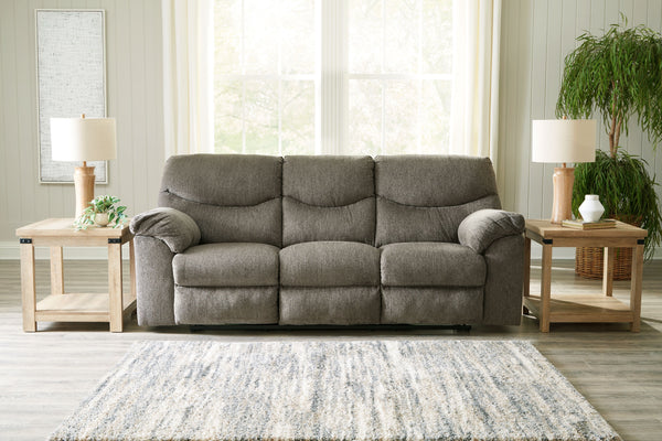  this reclining sofa and loveseat invites a relaxed sensibility into your space. Its neutral upholstery has a universal appeal