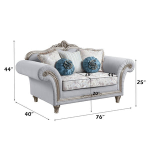 Pelumi - Loveseat - Light Gray Linen & Platinum - Finish