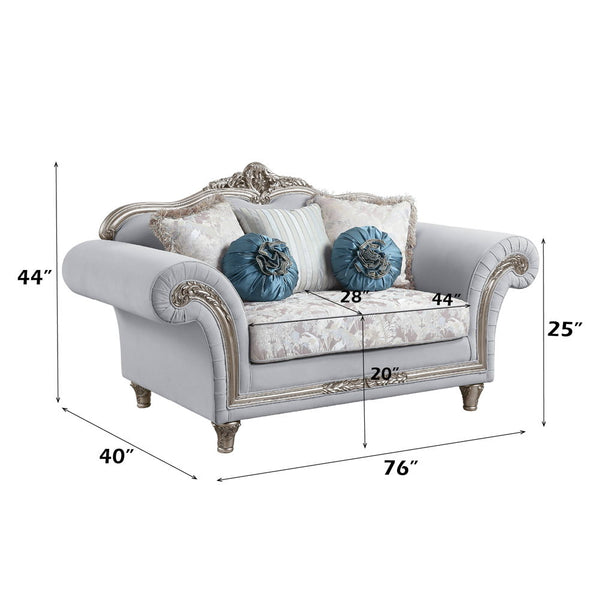 Pelumi - Loveseat - Light Gray Linen & Platinum - Finish