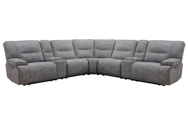 Gladiator - 7 Piece Modular Power Zero Gravity Reclining Sectional With Power Adjustable Headrests - Sky