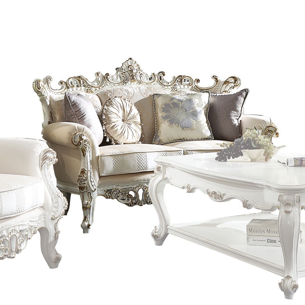 Inspire your home and create an upscale atmosphere with the Picardy II loveseat. This loveseat adds classic style to any sitting area featuring a traditional handcrafted design. This luxurious loveseat is upholstered in a beautiful light floral and patter