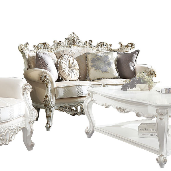 Inspire your home and create an upscale atmosphere with the Picardy II loveseat. This loveseat adds classic style to any sitting area featuring a traditional handcrafted design. This luxurious loveseat is upholstered in a beautiful light floral and patter