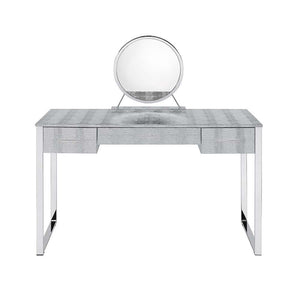Myles - Vanity Desk - Antique White & Chrome Finish