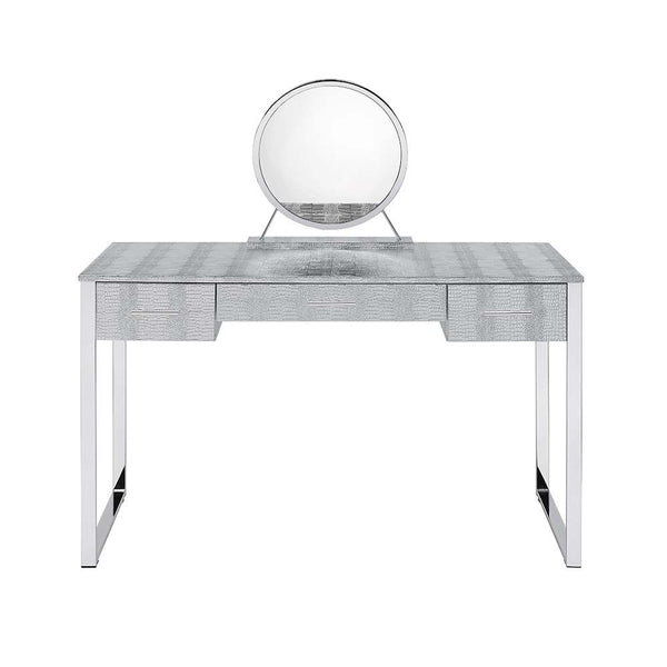 Myles - Vanity Desk - Antique White & Chrome Finish