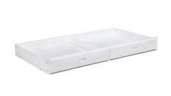 The ultimate space saver, this universal storage trundle easily converts between a storage drawer and trundle bed. Crafted of solid pine, this piece includes six-piece slats and plywood boards. Sleek and smooth, the flat fronts feature smooth built-in han