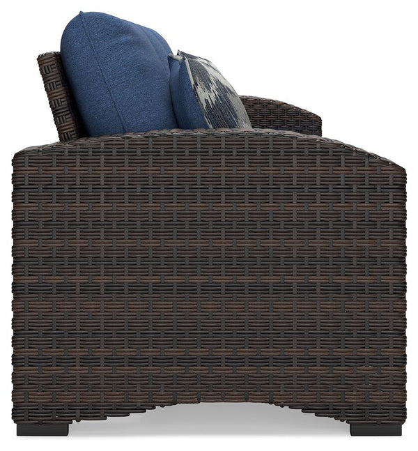 Windglow - Blue / Brown - Sofa With Cushion