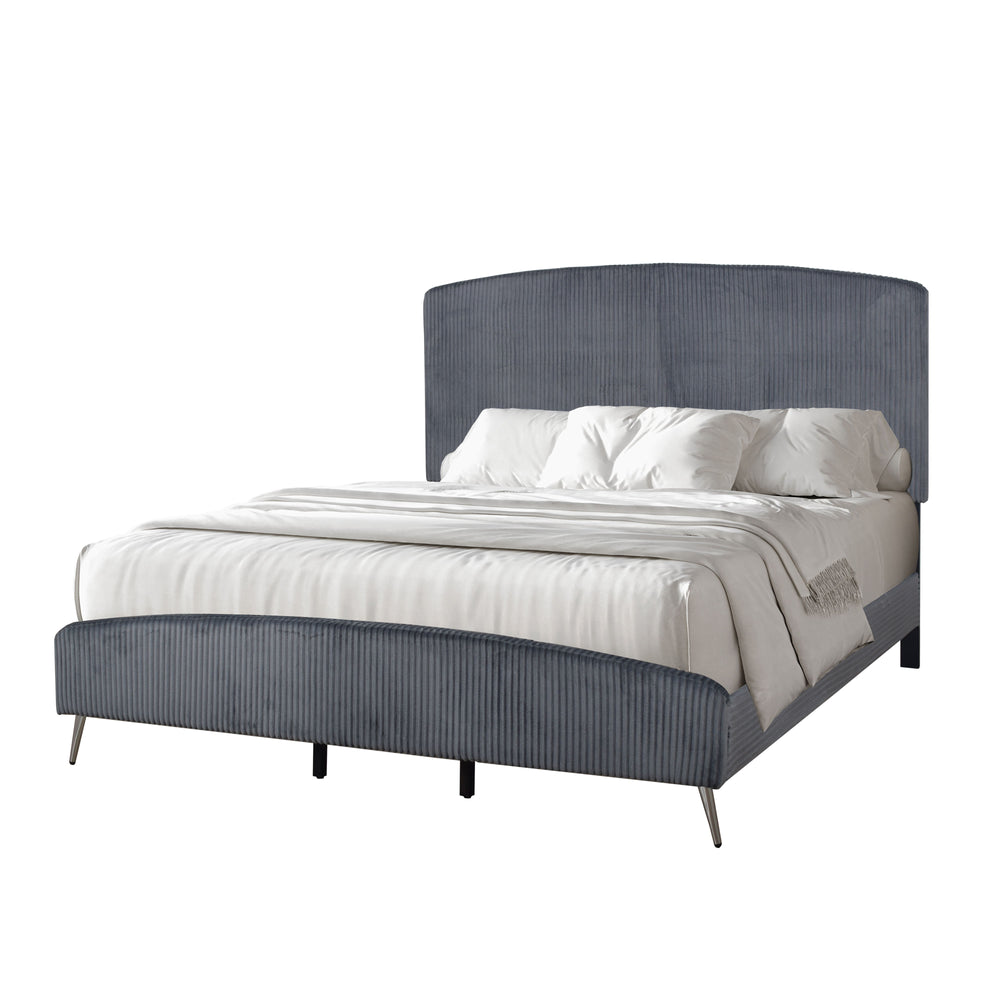 The Kailani Upholstered Panel Bed is a harmonious blend of modern design and luxurious comfort, making it a standout piece for any bedroom. This bed, which includes a headboard, footboard, side rails, and a bed slat kit, is crafted from a durable mix of s