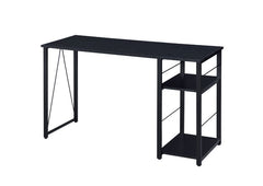 Personfiy your workpalce with some bold,clear and strong accessories. The distressed wood furniture piece pairs with black metal framing for aesthetic balance and gives a rustic industrial look. It includes two open shelves for additional storage space an