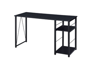 Personfiy your workpalce with some bold,clear and strong accessories. The distressed wood furniture piece pairs with black metal framing for aesthetic balance and gives a rustic industrial look. It includes two open shelves for additional storage space an
