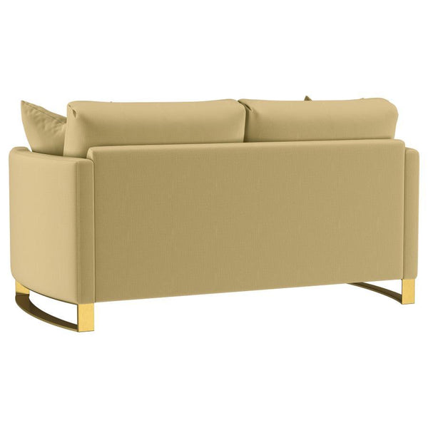 Corliss - Upholstered Curved Track Arm Loveseat - Camel