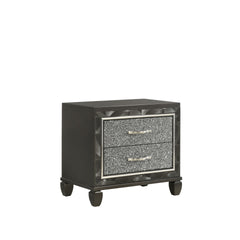 Discover the Radiance Black Pearl Two Drawer Nightstand, a perfect blend of quality construction and luxurious finish. Crafted from a combination of Solid Rubberwood and manufactured woods, this nightstand offers ultimate stability and durability. The sem