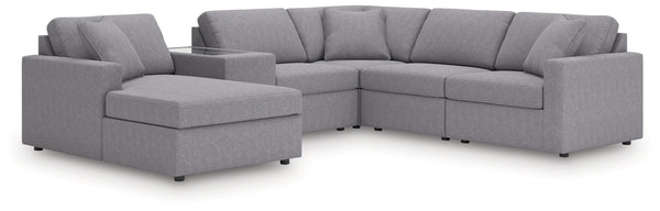 Looking cool and contemporary is great. But when it comes down to it, youâ€™re all about low-maintenance lounging. With the performance fabric on this sectional with console, cleaning spills is a breeze. Its customizable modular design caters to your ever