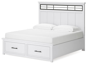 Ashbryn - White / Natural - King Panel Storage Bed