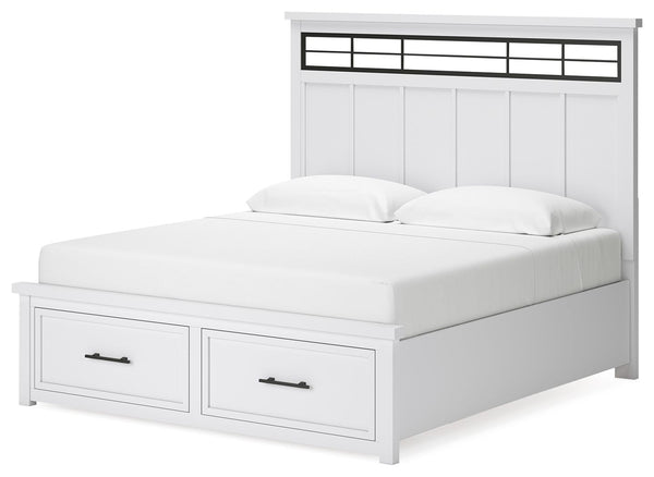 Ashbryn - White / Natural - King Panel Storage Bed