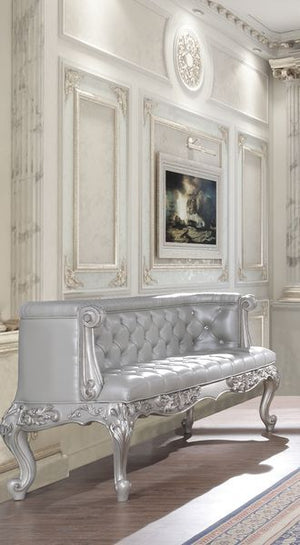 Characterized with button-tufted upholstery, intricate scrollwork, and lustrous finish, the Valkyrie Bedroom Collection provides the feeling of luxury and sophistication. Ornate carvings with floral scroll design on each piece boast extravagant silhouette