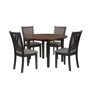 making it a standout addition to any dining space. This set includes a 48" round dining table and four meticulously crafted chairs