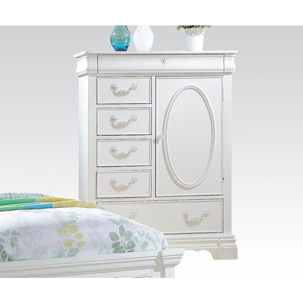 6 Drw & Door w/2 Shelves, Hidden Top Drawer w/Faux Key Decor Drawer: GLIDE Center Metal (Kenlin), DT French Front & English Back, Felt-Lined Top Drawer<br/><br/><b>Product Features</b><ul><li>6 Drw & Door</li><li>Casegood Drawer: GLIDE Undermount Center M