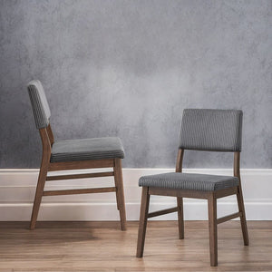 Seda - Side Chair (Set of 2) - Gray Corduroy & Walnut Finish