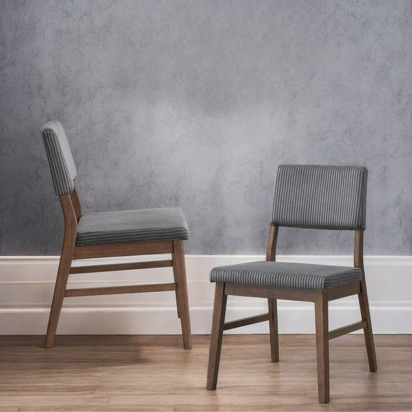 Seda - Side Chair (Set of 2) - Gray Corduroy & Walnut Finish