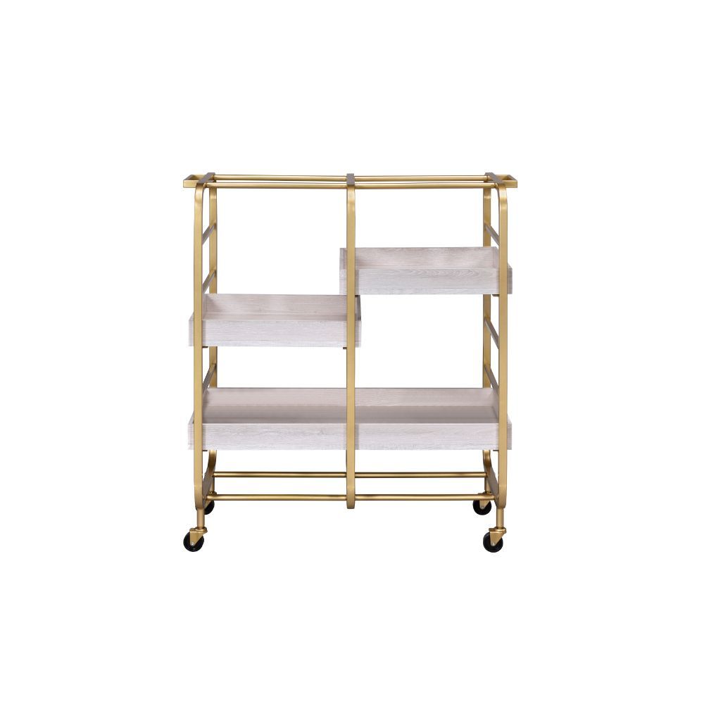 Whether youâ€™re brining a bit of contemporary appeal to your well-decorated area or complementing a chic aesthetic with a touch of industrial appeal, this Vorrik serving cart will be a visually appealing addition to your space. Featuring sleek metal fram