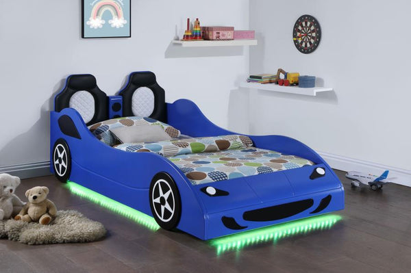Cruiser - Wood Twin LED Car Bed - Blue