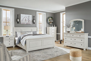 Robbinsdale - 6 Pc. - Dresser, Mirror, Chest, King Sleigh Bed - Antique White