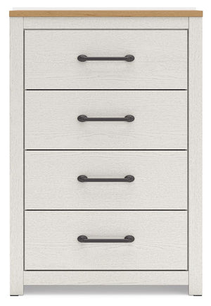 Linnocreek - White / Warm Brown - Four Drawer Chest