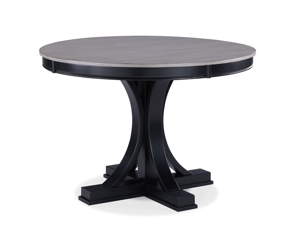 Elevate your everyday dining experience with this effortlessly chic ensemble. Flaunting a laid-back, neutral palette, the round table promises cozy get-togethers, while the unique pedestal base adds a touch of architectural flair. Paired with comfortably 
