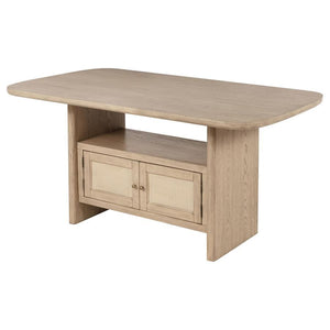  this table showcases a warm wood grain finish and a 