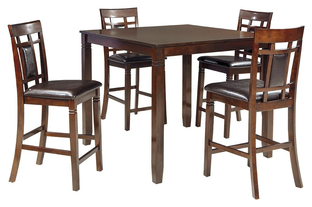 Set the scene for cool, comfortable and ultra-contemporary style with this counter table set. Counter-height design makes eating in feel more like dining out at a trendy pub. Richly upholstered in a practical faux leather with welcome back supports, the f