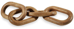 This sculpture sets the standard for casually cool art. Interlocking wood rings in a natural brown finish add an organic element to your decor. When displayed on a TV stand or fireplace mantel, or draped across a stack of books, it-'s such an impressive f