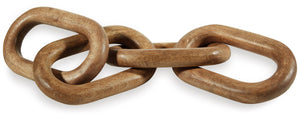 This sculpture sets the standard for casually cool art. Interlocking wood rings in a natural brown finish add an organic element to your decor. When displayed on a TV stand or fireplace mantel, or draped across a stack of books, it-'s such an impressive f