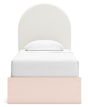 Wistenpine - Blush - Twin Upholstered Panel Bed With Side Storage