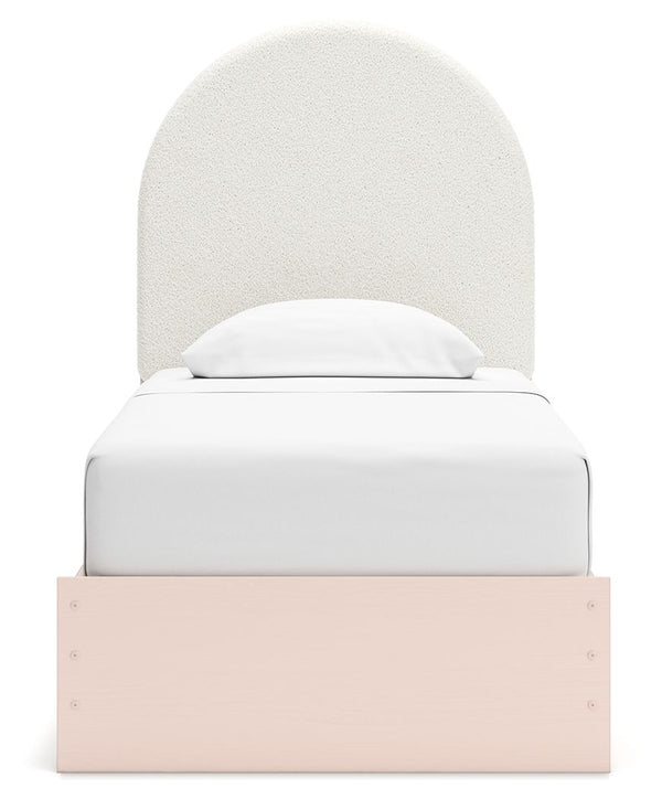 Wistenpine - Blush - Twin Upholstered Panel Bed With Side Storage