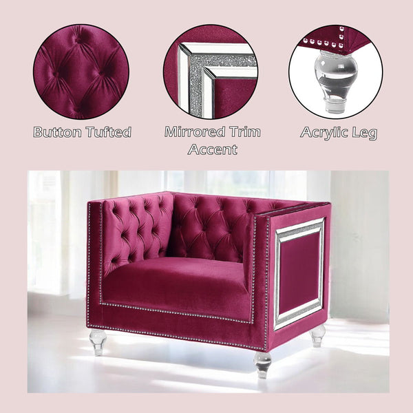 Heibero - Chair - Burgundy Velvet - 31"