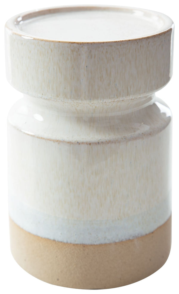  these candle holders permeate just the right ambiance when displayed individually or in a group. They-'re finished with a reactive glazeâ€”a te